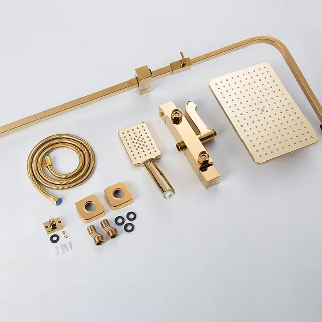 Ensemble de douche thermostatique doré – vue 6