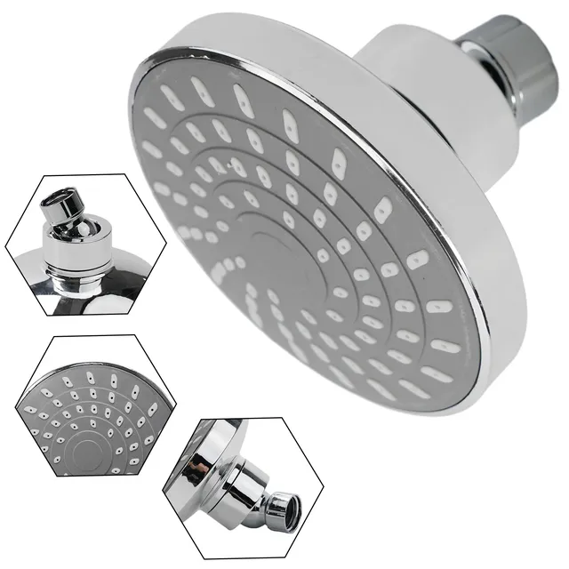 Pommeau douche mural pluie rond chrome ABS buse… – vue 2