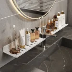 Support mural en forme de U pour salle de bain, étagère flottante sur évier, organisateur de lavabo, rainure, accessoires de rangement sans poinçon