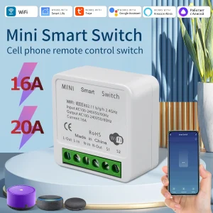 16A Tuya commutateur WiFi intelligent prise en charge des commutateurs à 2 voies bricolage Mini disjoncteur intelligent contrôle de la vie intelligent prise en charge Alexa Google Alice