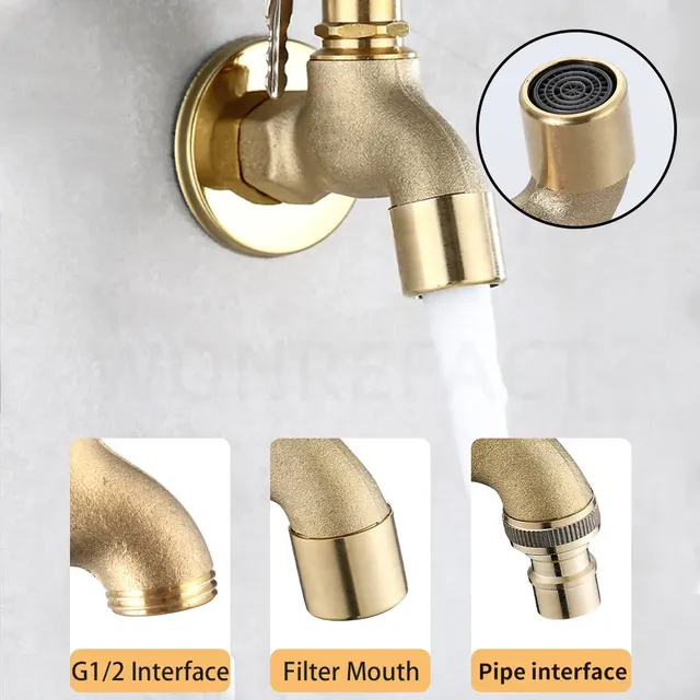 Robinet antivol mural extérieur laiton inoxydable dorée… – vue 7