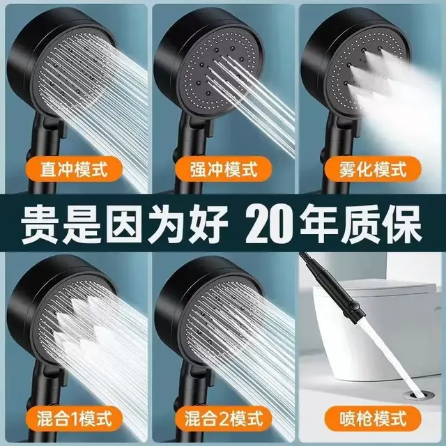 Pommeau douche main haute pression réglable cinq modes… – vue 5
