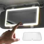 Miroir de vanité de pare-soleil de voiture de LED avec 3 Modes d&rsquo;éclairage et 60 LED miroir de voiture de maquillage cosmétique rechargeable miroirs de vanité de chargement