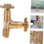 Robinet d&rsquo;évier mural en laiton à Double poignée, robinet de cuisine d&rsquo;extérieur Antique, Machine à laver, robinet d&rsquo;eau largement utilisé, accessoire pour la maison