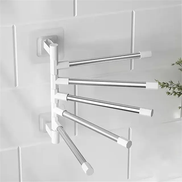 Porte serviettes mural aluminium argent mat bras… – vue 4