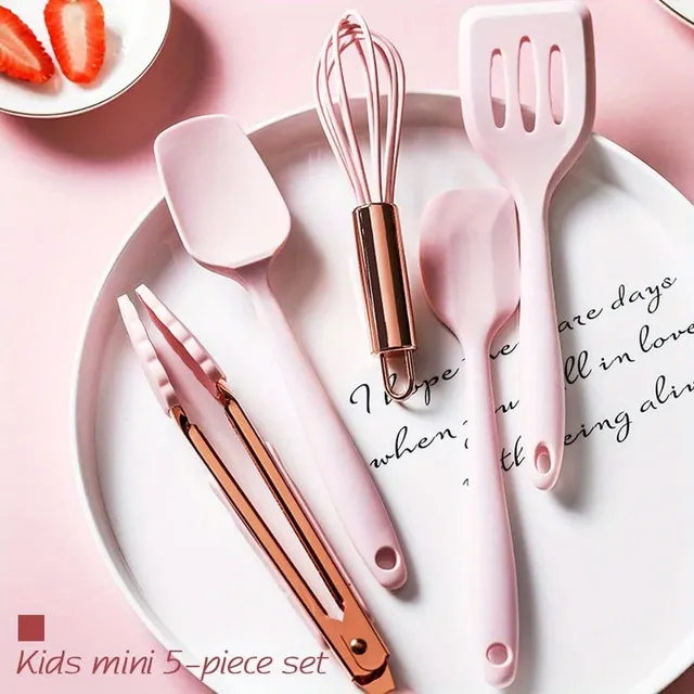 Ensemble cinq pièces d'ustensiles de cuisine en or rose… – vue 3