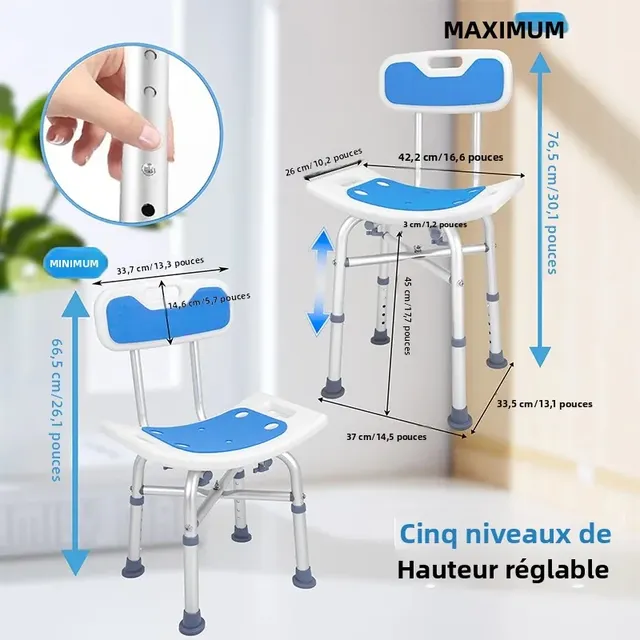 Siège de chaise de douche avec accoudoir rembourré et… – vue 3