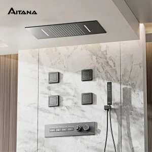 Système de douche en laiton gris avec odorde luxe, conception de plafond, affichage numérique LED GNE, contrôle des touristes, salle de bain chaude et froide