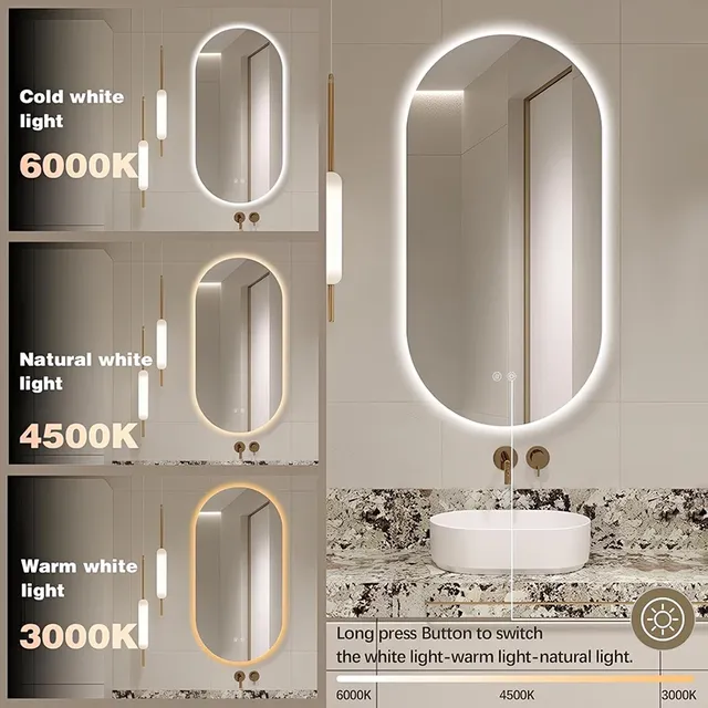 Miroir de salle de bain éclairé par LED – vue 3