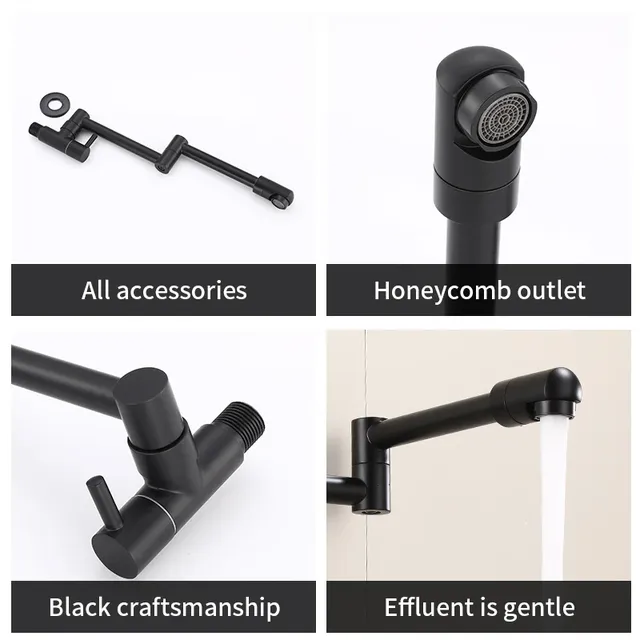 Robinet mural noir – vue 3