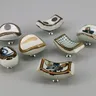 Poignées céramique porcelaine émaillée blanche bordure… – vue 2