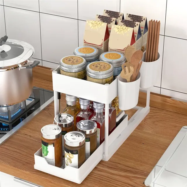 Organisateur cuisine deux niveaux coulissant rangement… – vue 3
