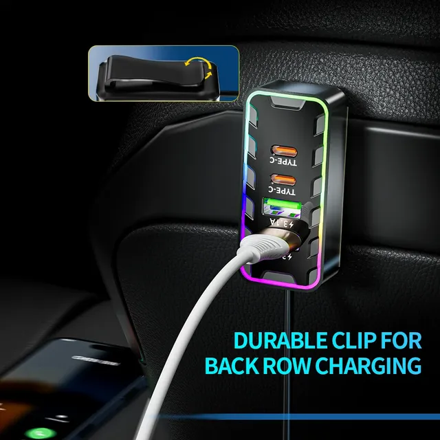 Chargeur voiture six ports avant arrière affichage… – vue 4