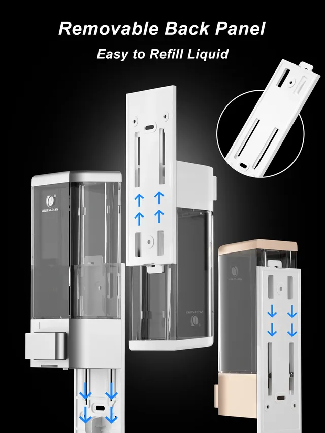 Distributeur savon liquide mural rechargeable plastique… – vue 4