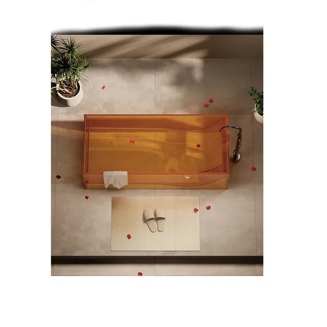 Baignoire îlot rectangulaire acrylique translucide ambre… – vue 2