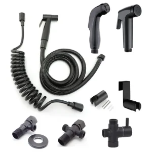 Robinet de Bidet noir pour salle de bains, lavage des toilettes, pistolet de pulvérisation, pomme de douche, autonettoyage Anal, robinet d’eau à main, support de tuyau t Robinet de Bidet noir pour salle de bains, lavage des toilettes, pistolet de pulvérisation, pomme de douche, autonettoyage Anal, robinet d’eau à main, support de tuyau t