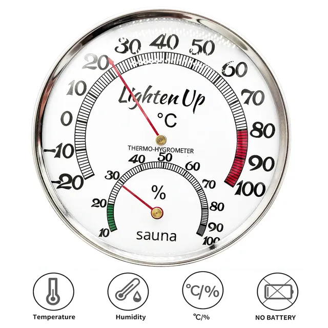 Thermohygromètre sauna mural analogique cadran rond… – vue 3
