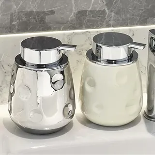 Lot deux distributeurs savon liquide céramique finition miroir chromée…