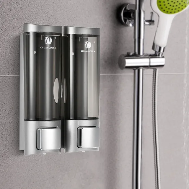 Distributeur mural double savon shampooing rechargeable… – vue 2