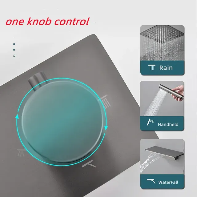 Ensemble douche or brossé thermostatique mural encastré… – vue 6