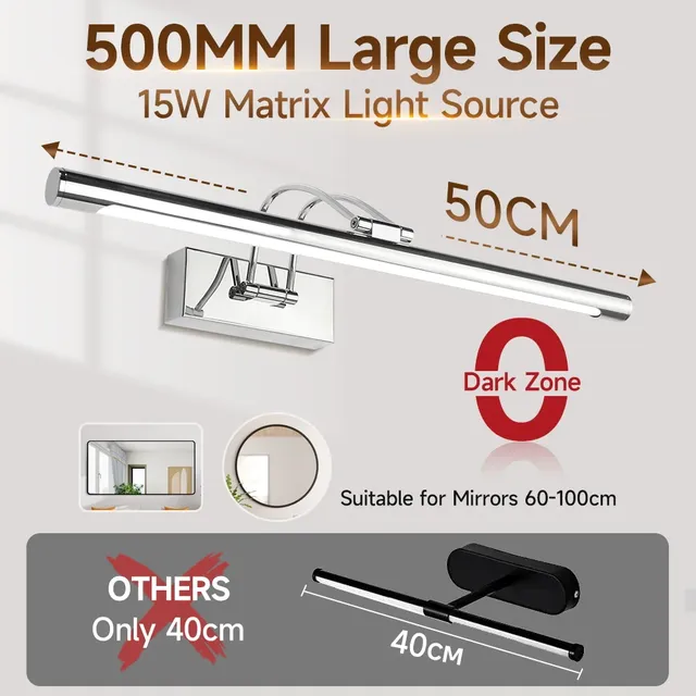 Applique murale LED miroir vanité lampe tricolore… – vue 5