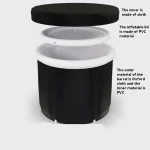 Bain à Bulles Noir Pliable en PVC Gonflable avec Couvercle Double Couche, pour Thérapie Glacée, SPA, pour Adulte, E27