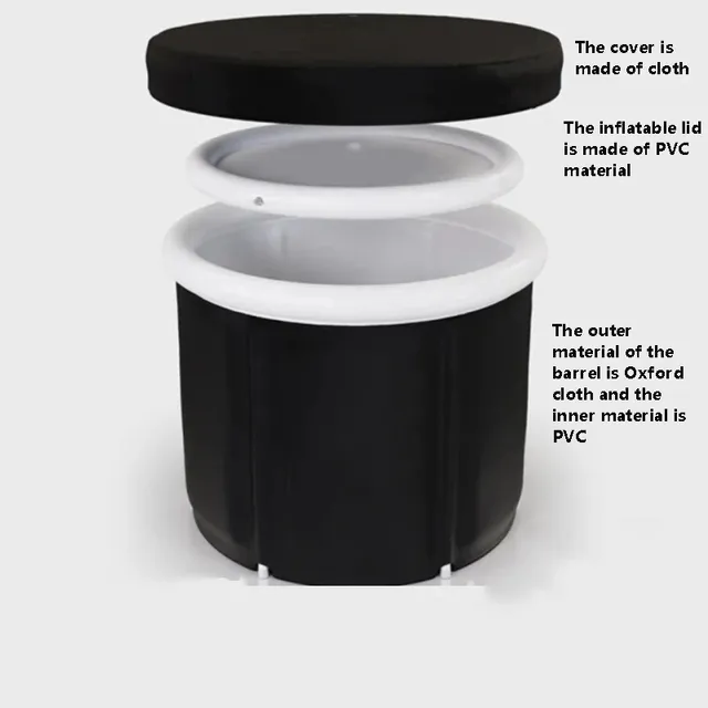 Bain à Bulles Noir Pliable en PVC Gonflable avec…