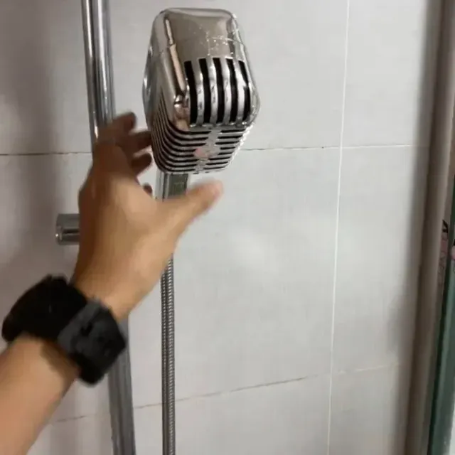 Pommeau douche microphone acier inoxydable chromé rétro… – vue 4