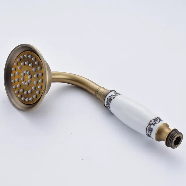 Pommeau de douche à main en laiton antique avec tuyau de… – vue 4