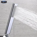 Pommeau de douche à main en laiton de qualité, pulvérisateur d&rsquo;économie d&rsquo;eau chromé, design carré, rectangle de divulgation, polissage brillant