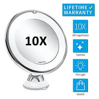 Miroir de vanité grossissant Flexible 10x avec lumières