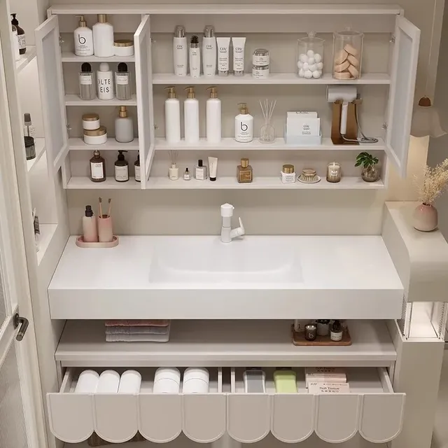Lavabo intégré en dalle de roche moderne de 120cm – vue 5