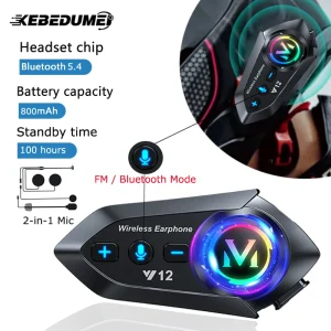 Casque de moto Bluetooth 5.4, casque, sans fil, mains libres, appel, kit téléphonique, étanche, lecteur de musique MP3, haut-parleur, radio FM, écouteur Casque de moto Bluetooth 5.4, casque, sans fil, mains libres, appel, kit téléphonique, étanche, lecteur de musique MP3, haut-parleur, radio FM, écouteur
