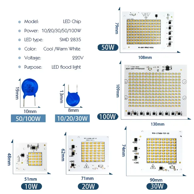 Lampe Led pour projecteur intelligent IC 10W 20W 30W 50W… – vue 2