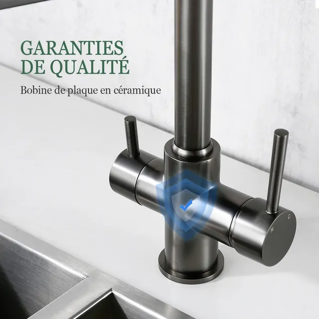 Robinet de cuisine gris bronze mitigeur d'évier en… – vue 5