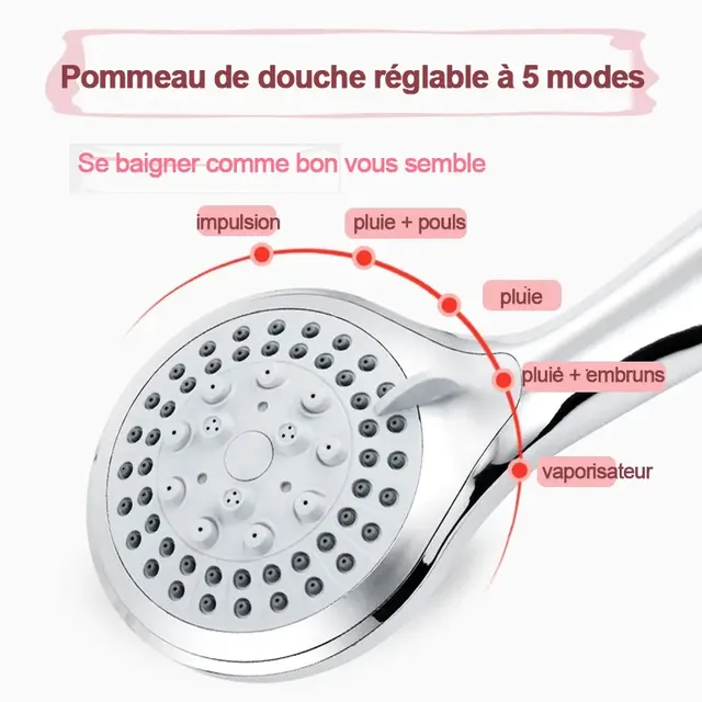 Zhangji-Ensemble de pommeau de douche rond avec tuyau de… – vue 3