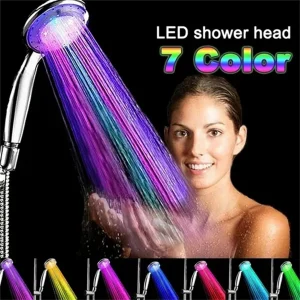 Pommeau de douche LED 7 couleurs, changement de couleur automatique, pomme de douche à économie d&rsquo;eau, accessoires de salle de bains