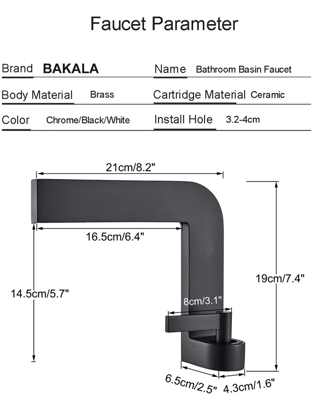 BAKALA robinets de lavabo modernes noir mat – vue 6