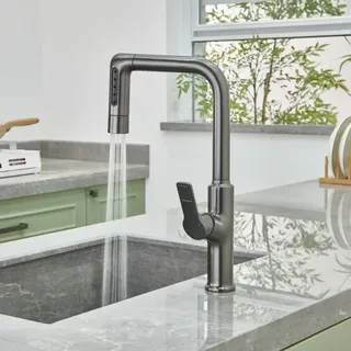 Robinet de cuisine gris pistolet