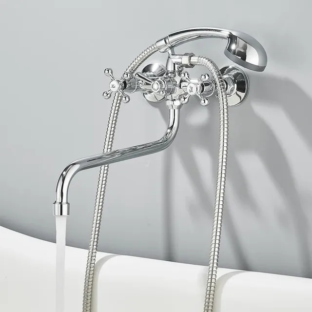 Robinet mural baignoire douche chrome alliage zinc… – vue 4