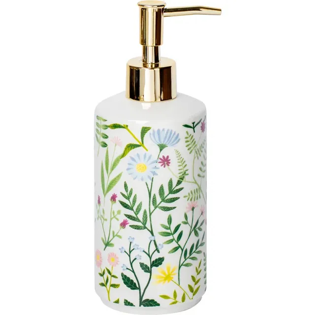 Distributeur savon céramique blanc pompe dorée motif… – vue 5