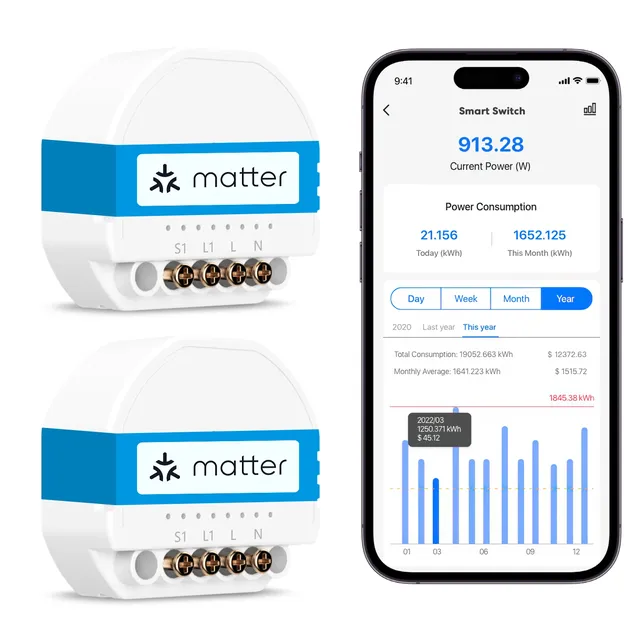 Meross Matter 2/4 Pack commutateur mural Wi-Fi…