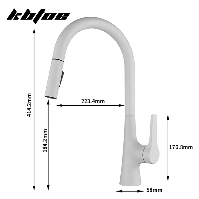Robinet de cuisine extractible blanc – vue 6