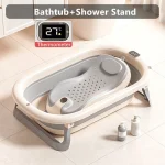 Baignoire pliante Portable et pliable pour bébé de 0 à 6 ans, lavabo de douche avec tapis assis et couché