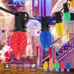 Ampoule Led en plastique RGB C7, prise ue 220V, guirlande lumineuse incassable, Connectable, étanche, pour fête de mariage, anniversaire, décoration
