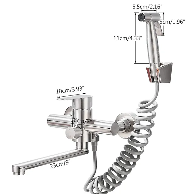 Robinet de cuisine mural en acier inoxydable – vue 6