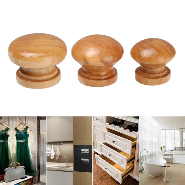 Boutons bois naturel lot dix forme ronde champignon… – vue 5