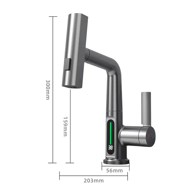 Robinet de cuisine extractible cascade à affichage… – vue 6