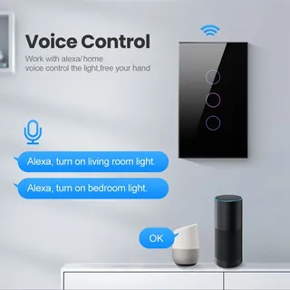 Interrupteur mural tactile intelligent led trois touches verre trempé…