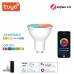 Ampoule LED intelligente Wi-Fi, ampoule LED Zigbee, RVB, CW, WW, utilisée conjointement avec Alexa, Google Yandex, SmartThings, GU10, 15W